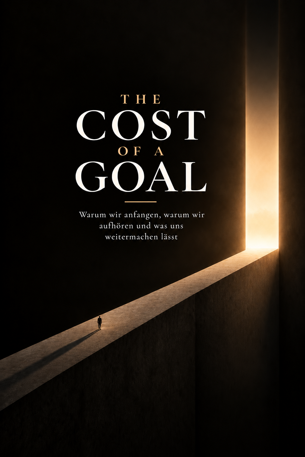 The Cost of a Goal, German front cover with a narrow path leading toward a golden doorway.